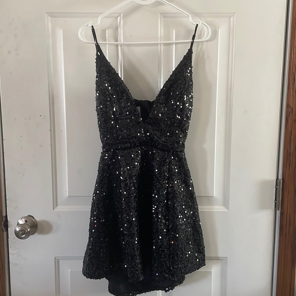 Lucy in the sky black homecoming dress